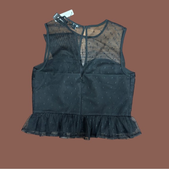 Express Tulle Polka Dot Twist Front Peplum Tank - Picture 3 of 4